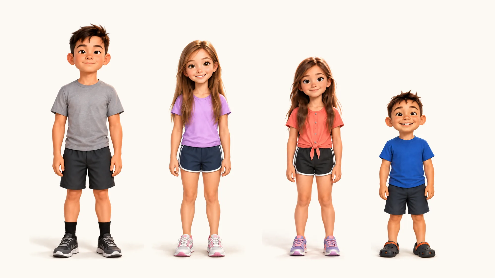 RJ, Lex, Ally, and Vin standing side by side, oldest to youngest